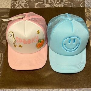 Spooky and Smiley Cap Set - Pink and Blue